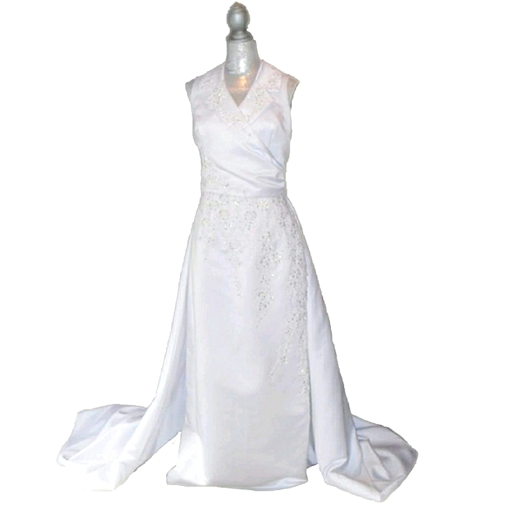 Ginnis White Satin 2 pc Wedding Gown 12 NWT
